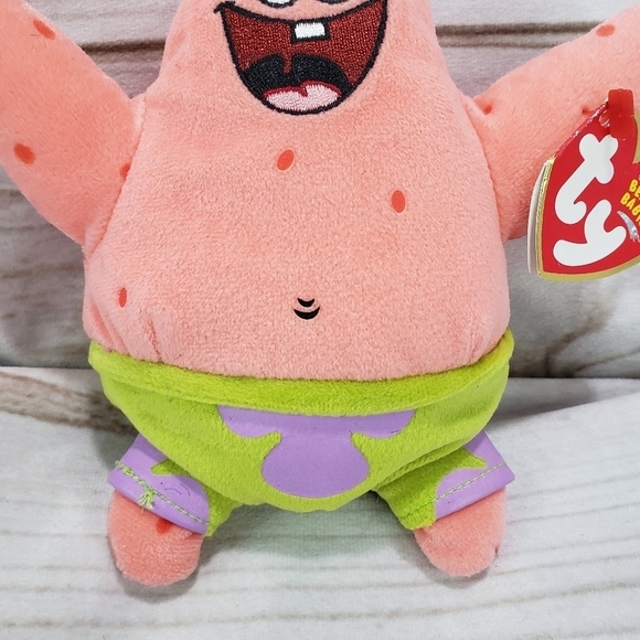 TY Patrick Star SpongeBob SquarePants Original Beanie Babies 7 Inch 2004 Tags - Picture 3 of 9